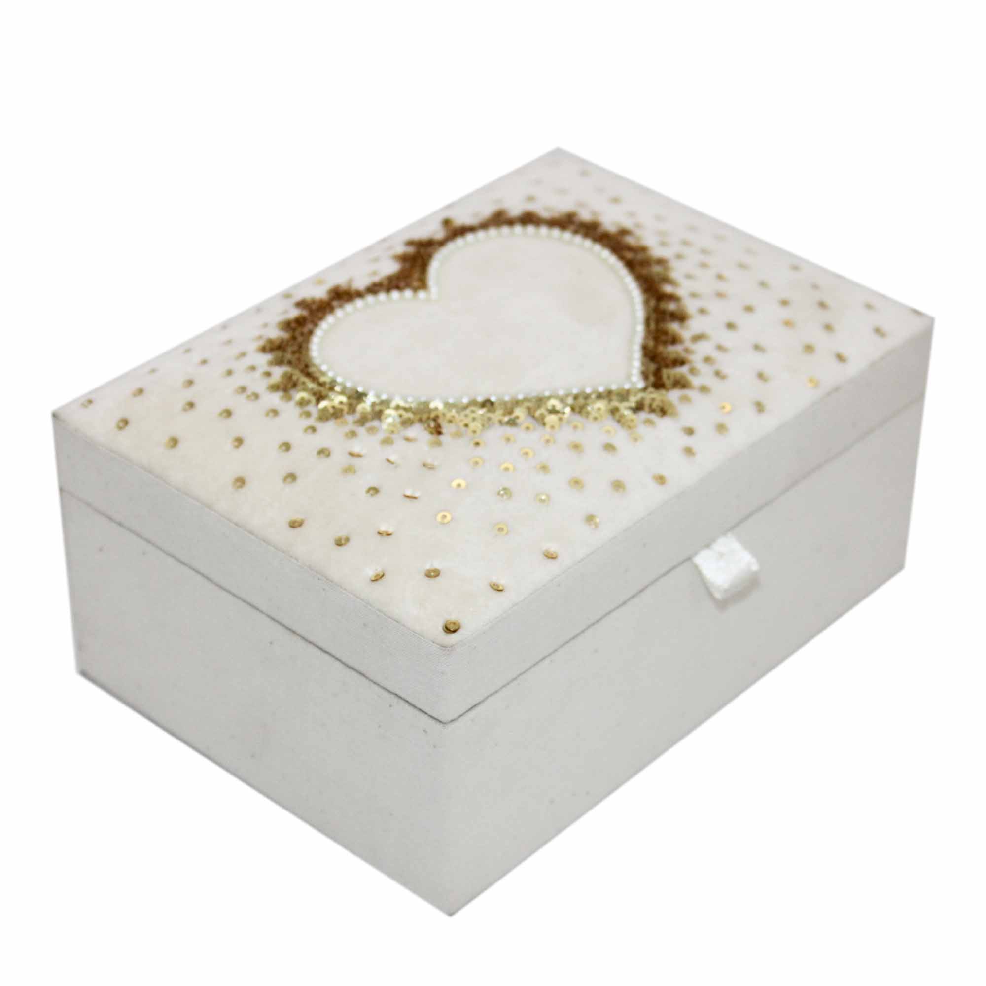 Beautiful Heart Sequin Beaded Stationary Box for Kids